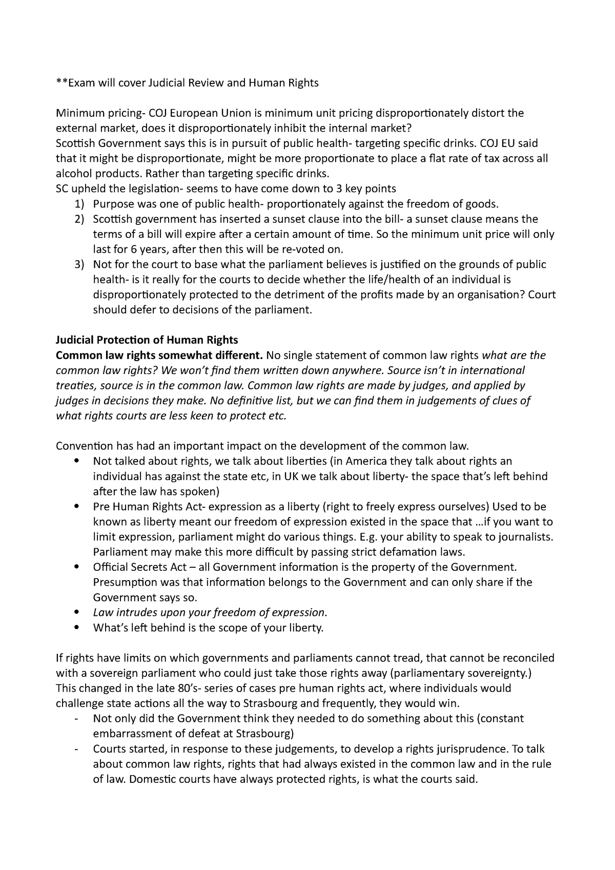 Week 10- Human Rights - **Exam will cover Judicial Review and Human ...