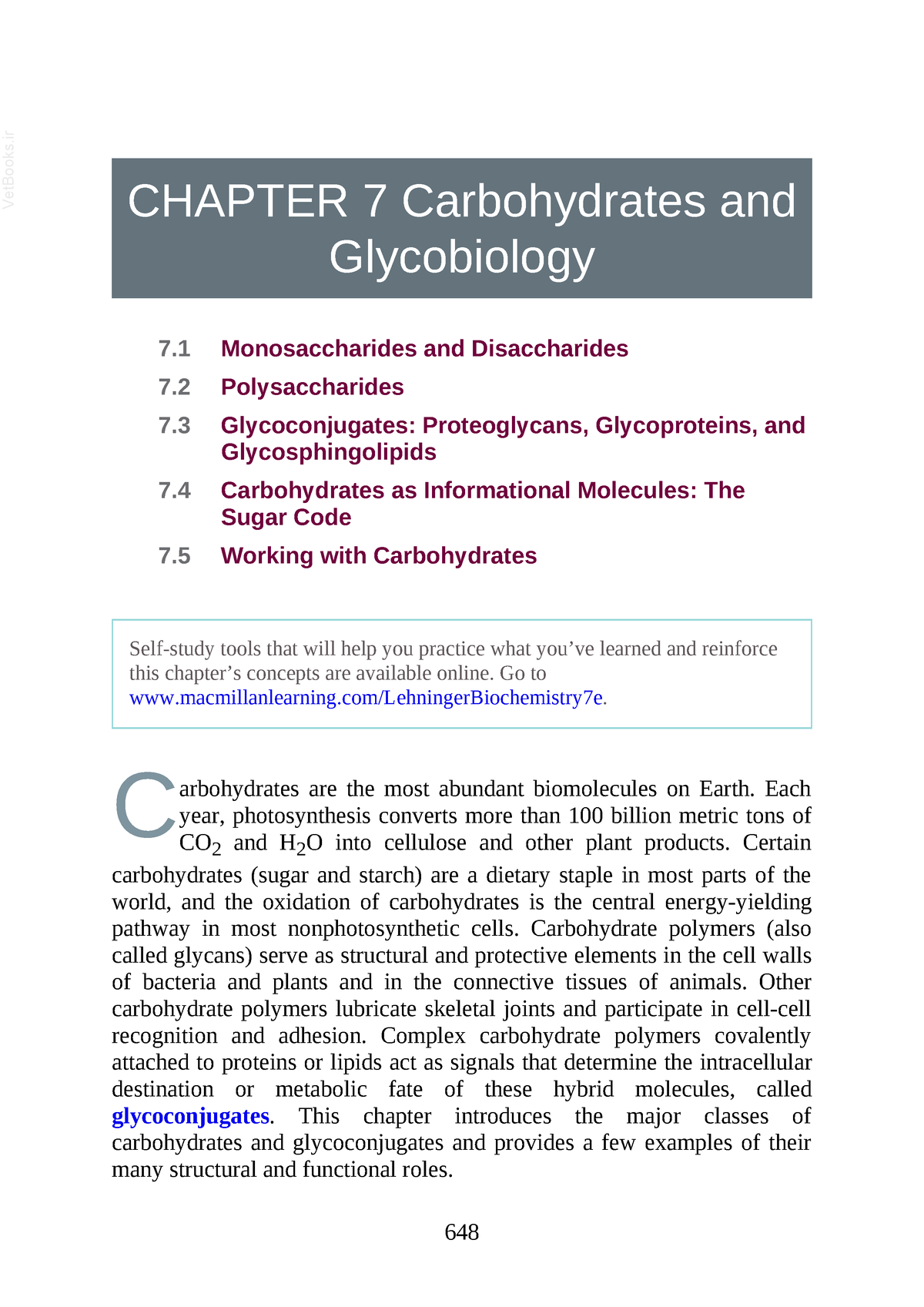 Biochemistry Chapter 7 - C CHAPTER 7 Carbohydrates And Glycobiology 7 ...