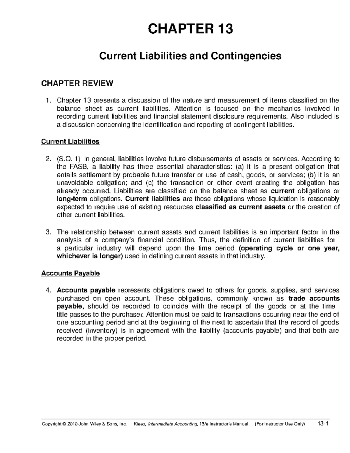 Chapter 13 - Current Liabilities And Contingencies - CHAPTER 13 Current ...