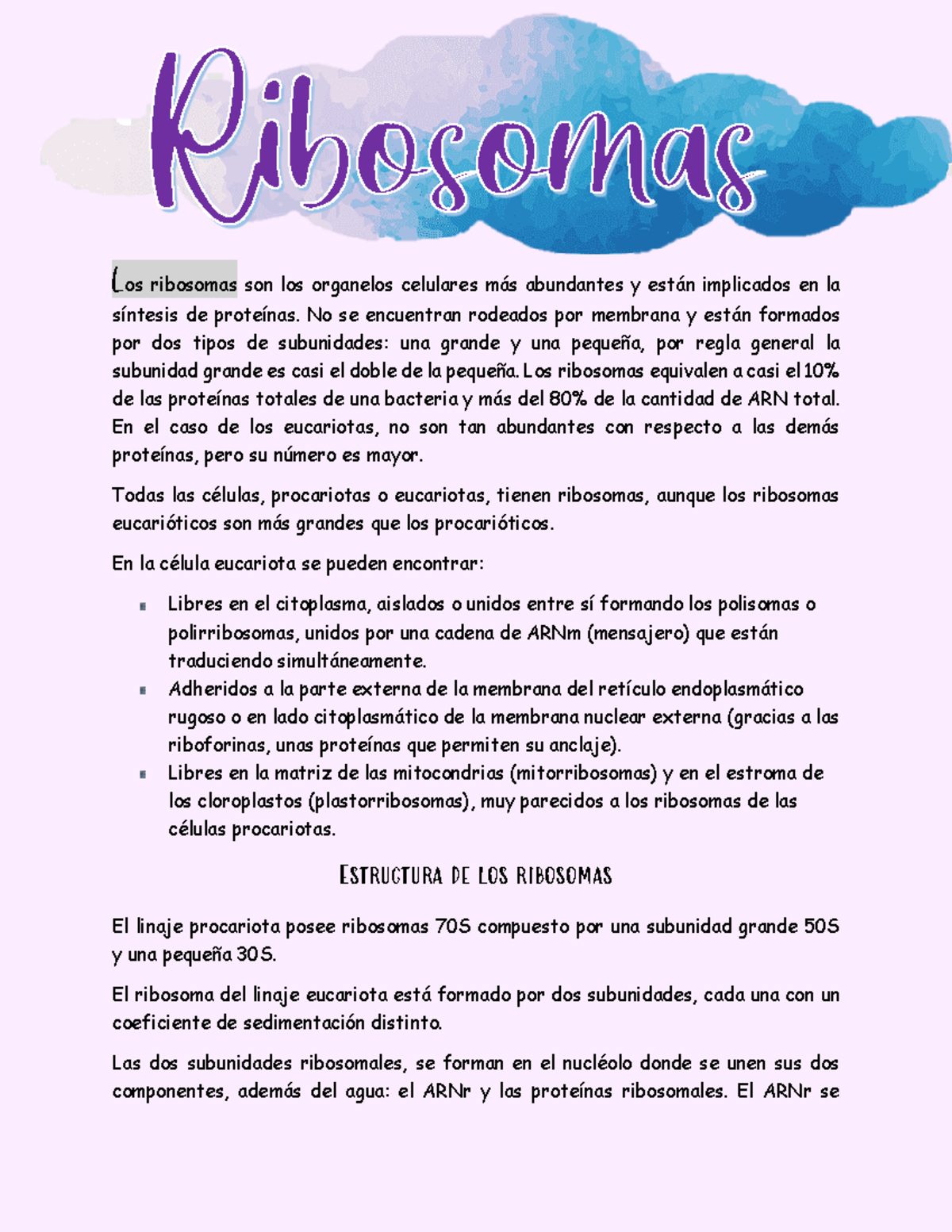 Ribosomas abril - ejemplo - os ribosomas son los organelos celulares m ...
