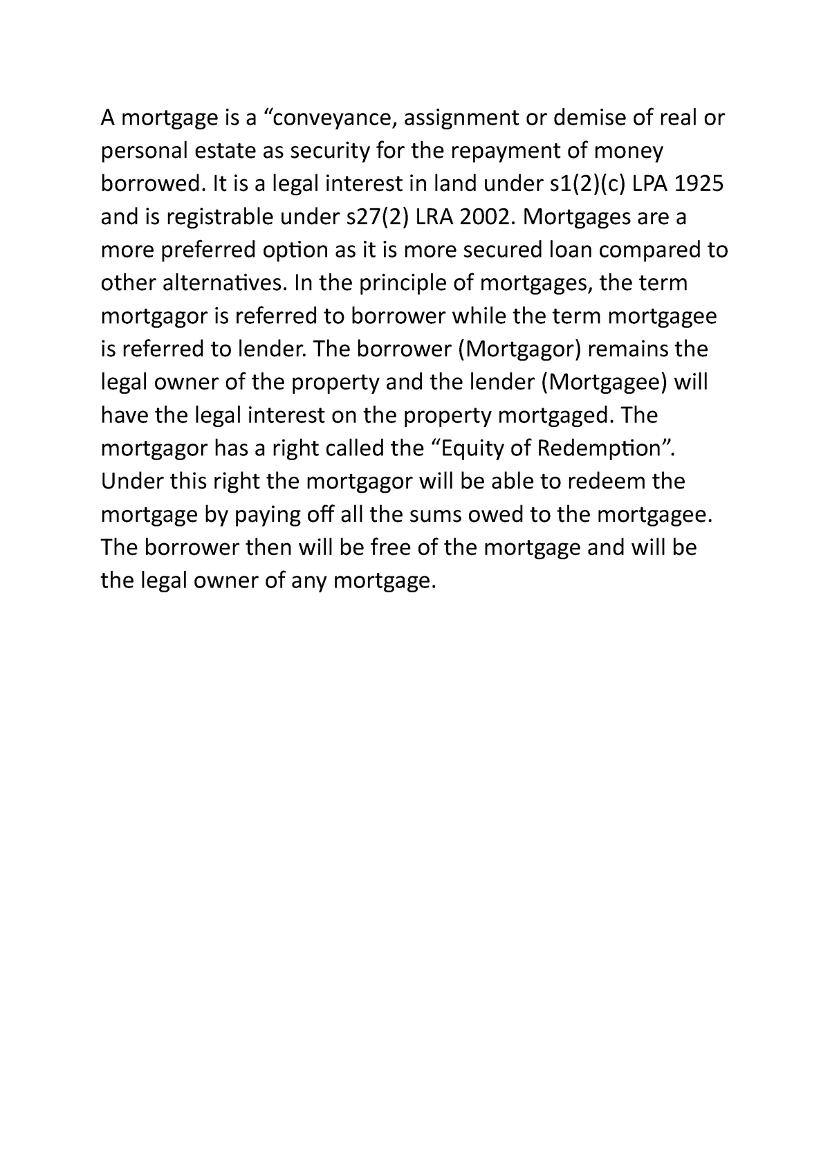 definition of a assignment of mortgage