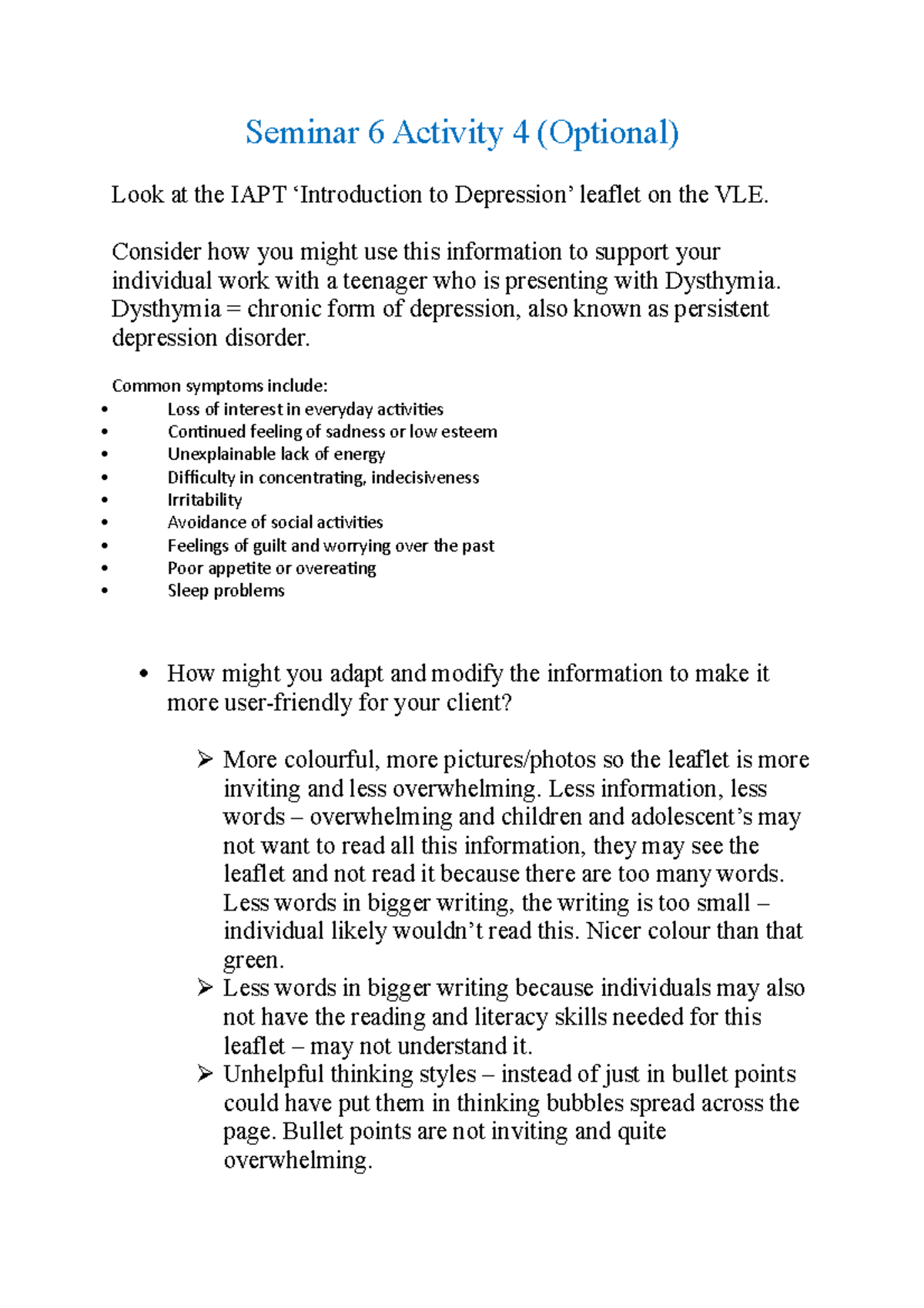 Seminar 6 Activity 4 - Lecture notes 6 - Seminar 6 Activity 4 (Optional ...