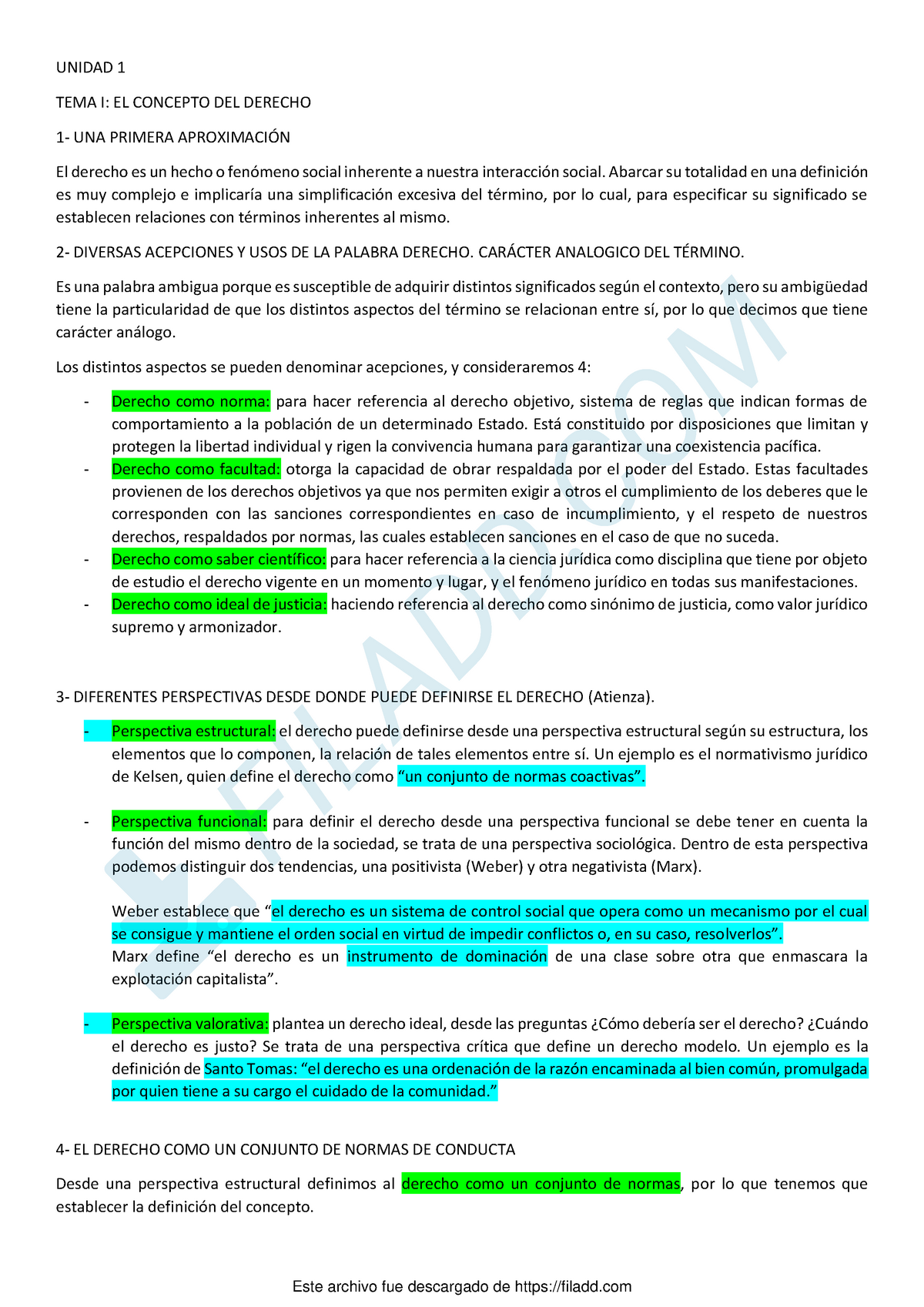 Resumen - Primer Parcial - UNIDAD 1 TEMA I: EL CONCEPTO DEL DERECHO 1 ...