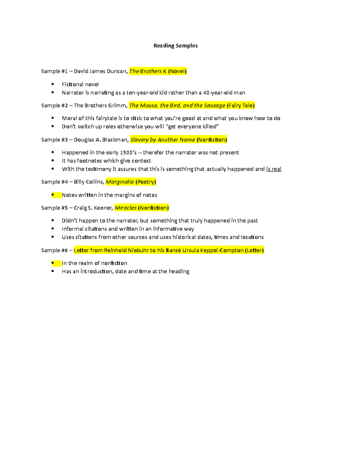 Genre Readings Reading Samples Sample 1 David James Duncan, The Brothers K (Novel Genre Readings Reading Samples Sample 1 David James Duncan, The Brothers K (Novel