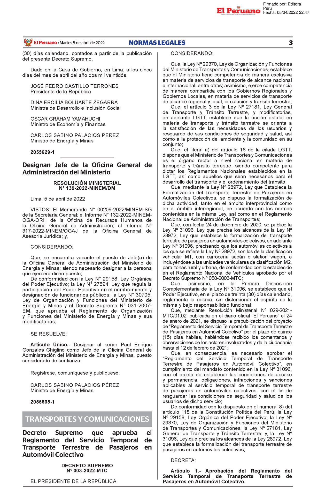 Decreto Supremo Que Aprueba El Reglamento Del Servicio Tempo Decreto ...