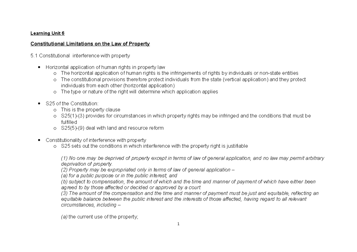Notes for LAPR7311 LU6 - Summary of the Law of Property module ...
