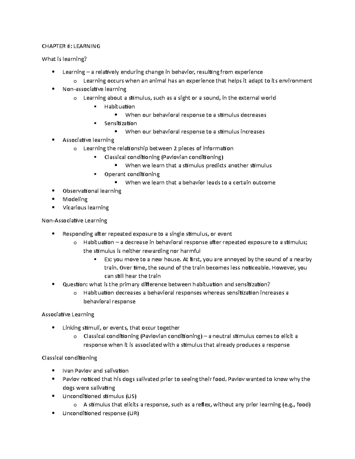 Psychology Chapter 6 - PY101 WITH PROFESSOR BRASFIELD - CHAPTER 6 ...