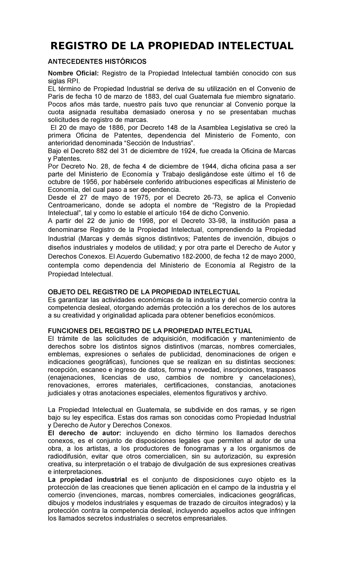 Resumen Compañeros Descripción del registro de la propiedad intelectual su historia, sus Studocu Resumen Compañeros Descripción del registro de la propiedad intelectual su historia, sus Studocu