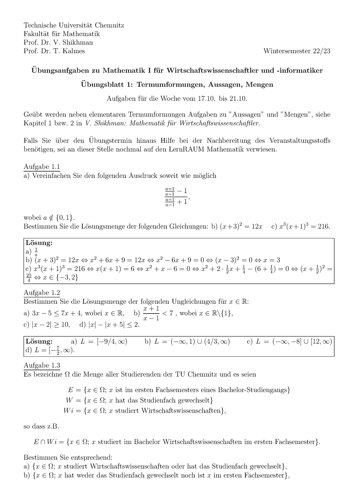 Musterlösungen Übungsblatt 01 - Technische Universit ̈at Chemnitz ...