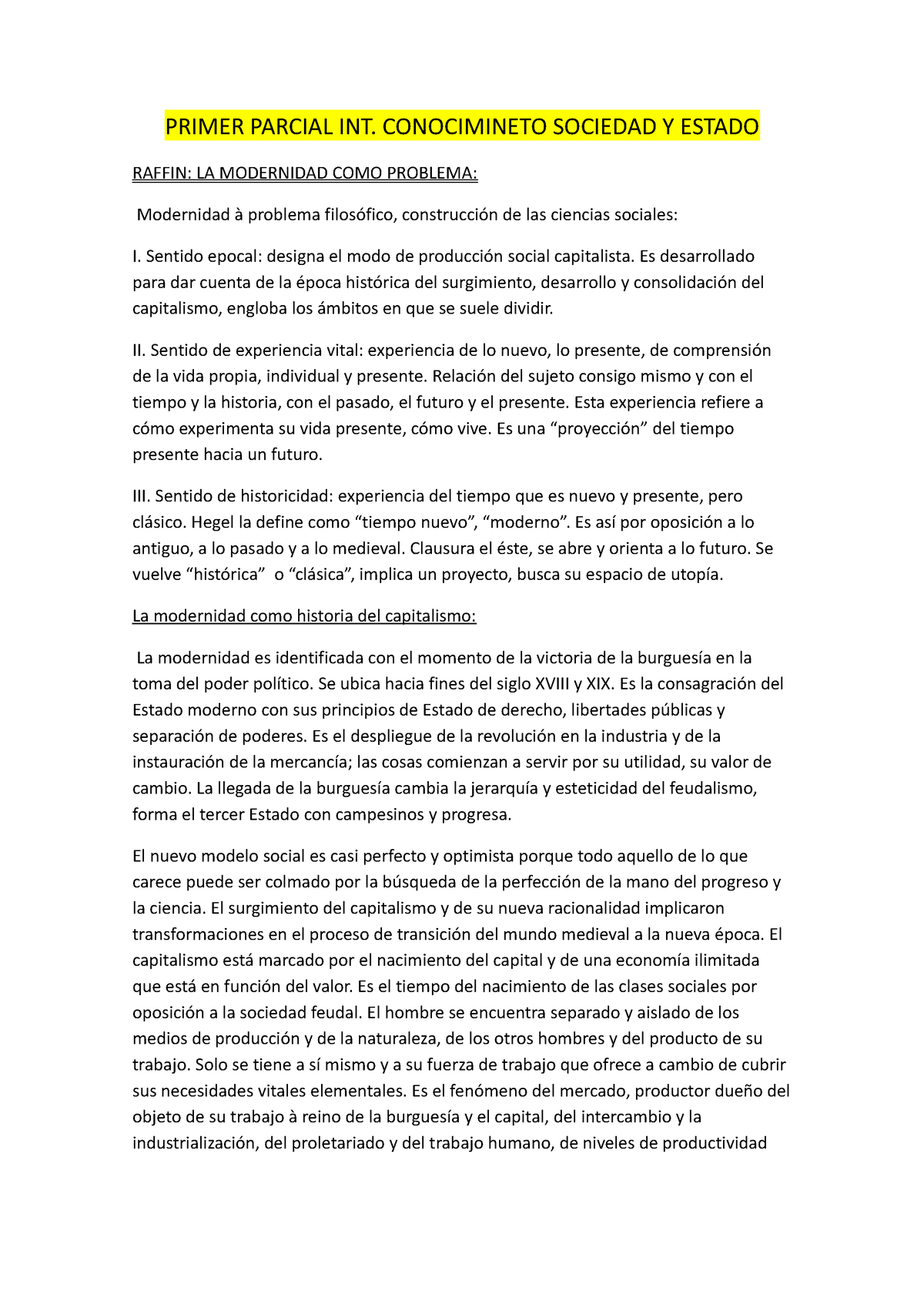 Primer Parcial ICSE - RESUMEN - PRIMER PARCIAL INT. CONOCIMINETO ...