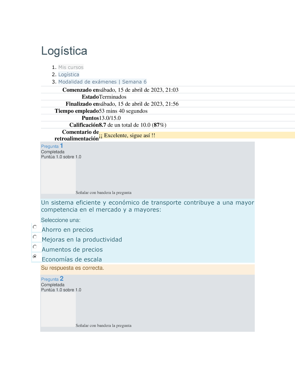 Semana 6. Examen - LOGISTICA - Logística 1. Mis Cursos 2. LogÌstica 3 ...