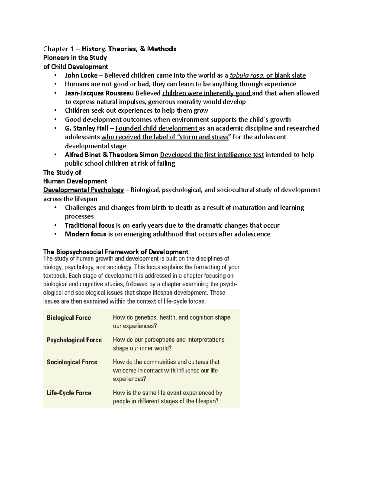 Developmental Psychology - Test 1 Review - Chapter 1 – History ...