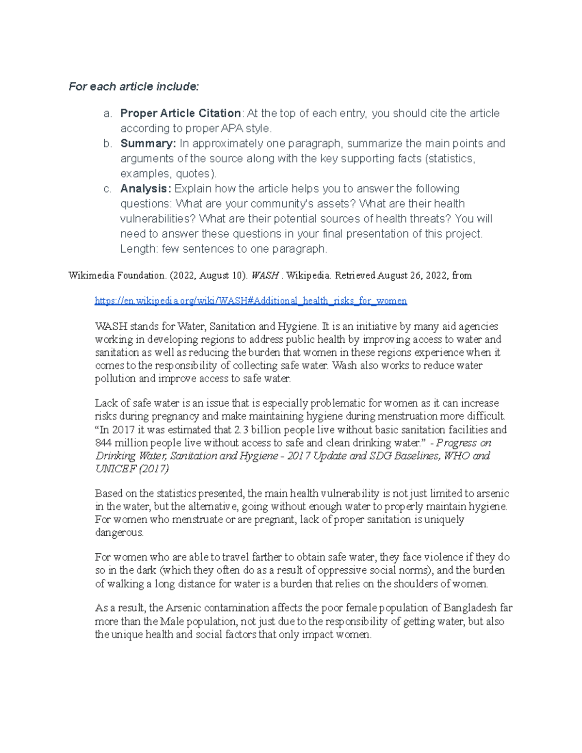 Annotated Bibliography - For each article include: a. Proper Article ...