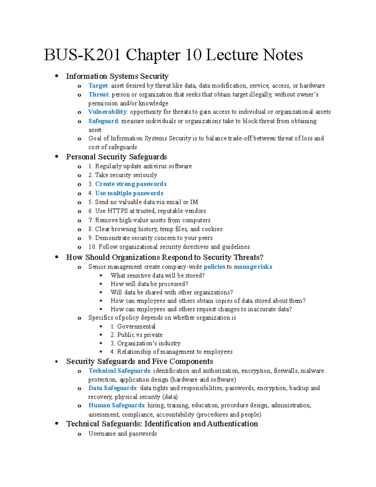 Bus K201 Chapter 10 Lecture Notes Bus K201 Chapter 10 Lecture Notes Information Systems Bus K201 Chapter 10 Lecture Notes Bus K201 Chapter 10 Lecture Notes Information Systems