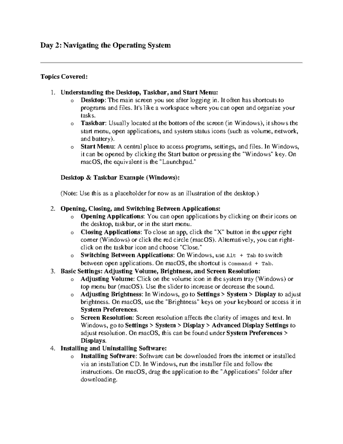 Navigating The Operating System - Day 2: Navigating the Operating ...