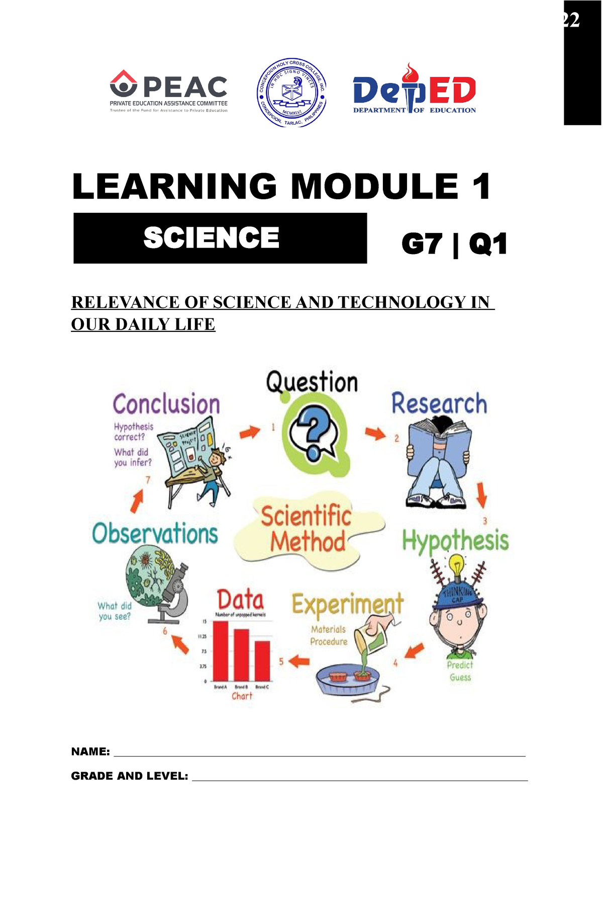 Grade 7 Science Module 1 (Q1)   LEARNING MODULE 1 RELEVANCE OF SCIENCE