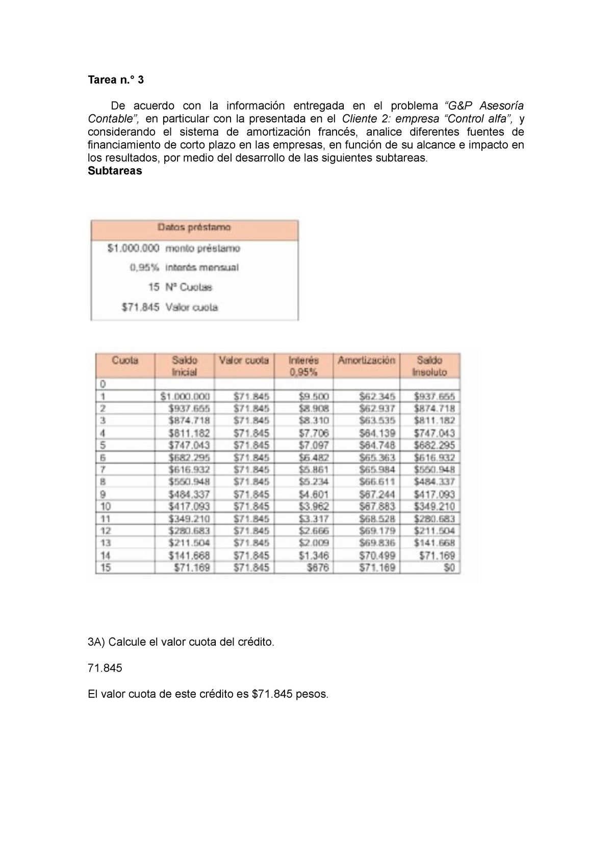 Trabajo ENE - Tarea n.\u00b0 3 De acuerdo con la informaci\u00f3n entregada en el ...