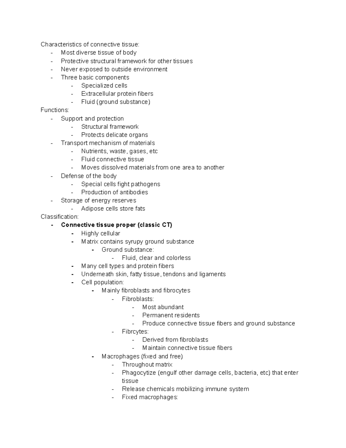 Connective Tissue Lecture - Characteristics of connective tissue ...