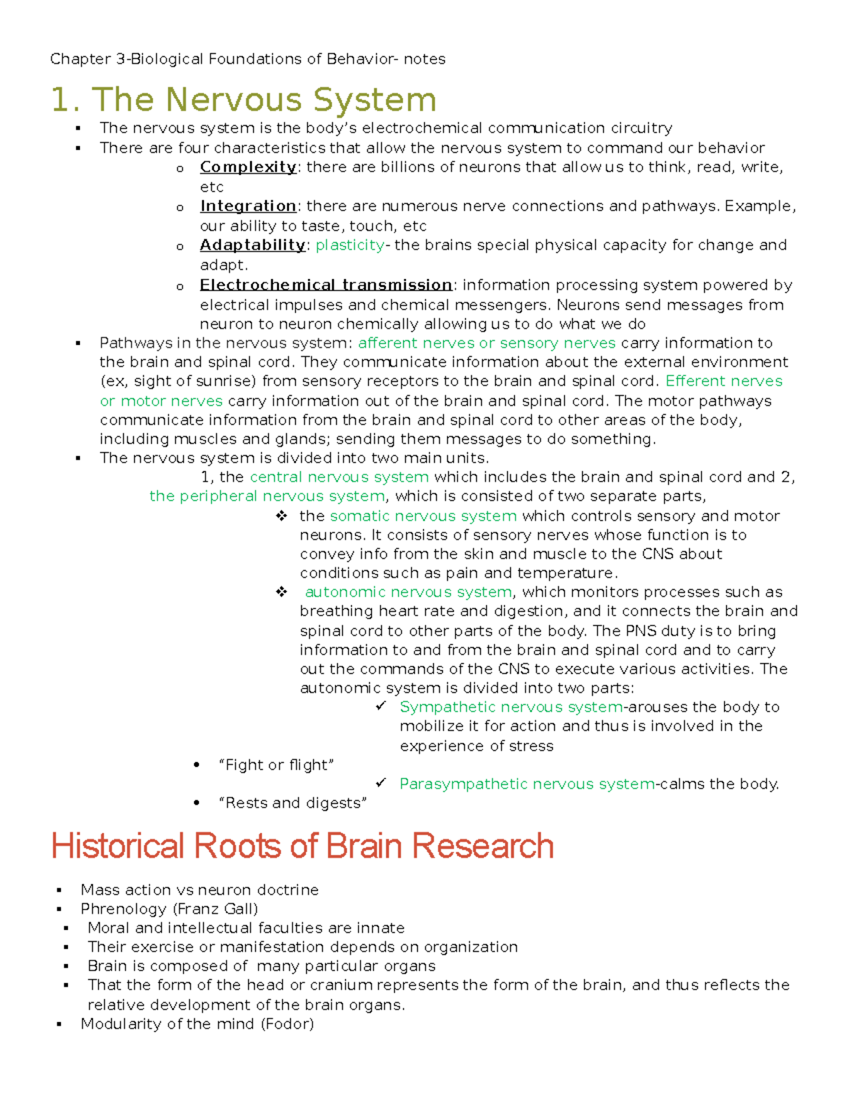 Chapter 3- Biological Foundation Notes - Chapter 3-Biological ...