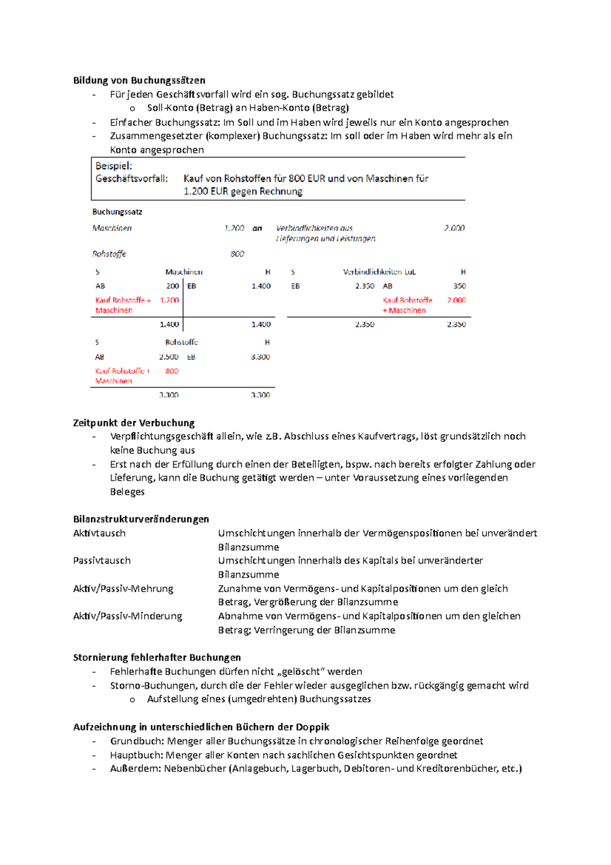 Bildung von Buchungssätzen - Bildung von Buchungssätzen - Für jeden