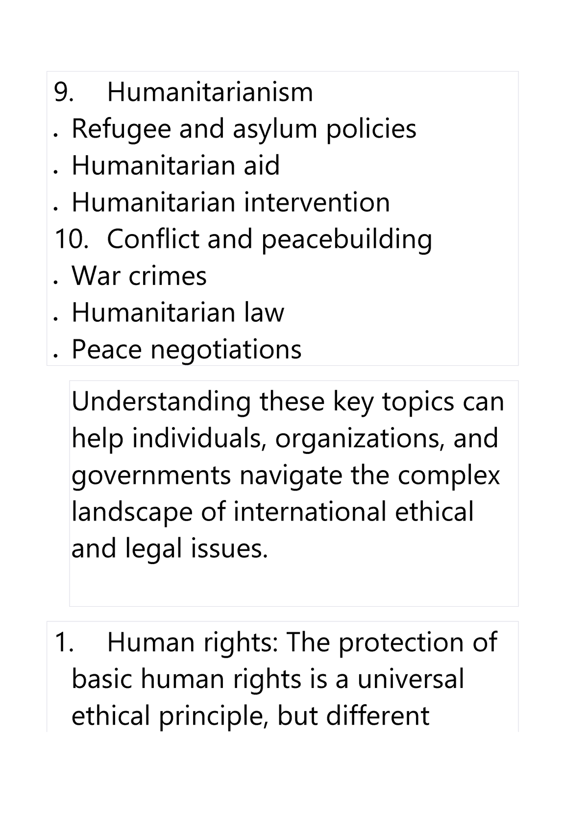 International Ethical And Legal Issues 7-end - 9. Humanitarianism ...