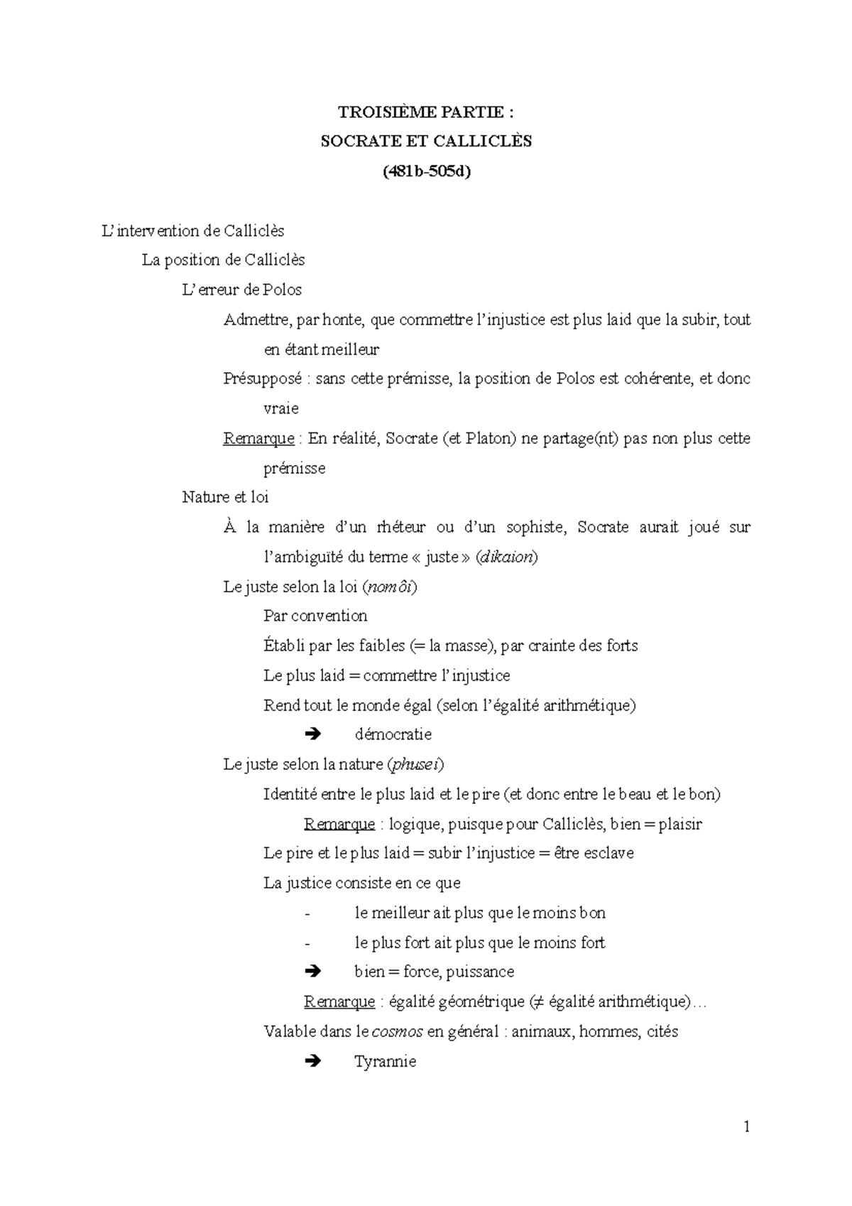 4. Socrate - Calliclès - Syllabus - TROISIÈME PARTIE : SOCRATE ET ...