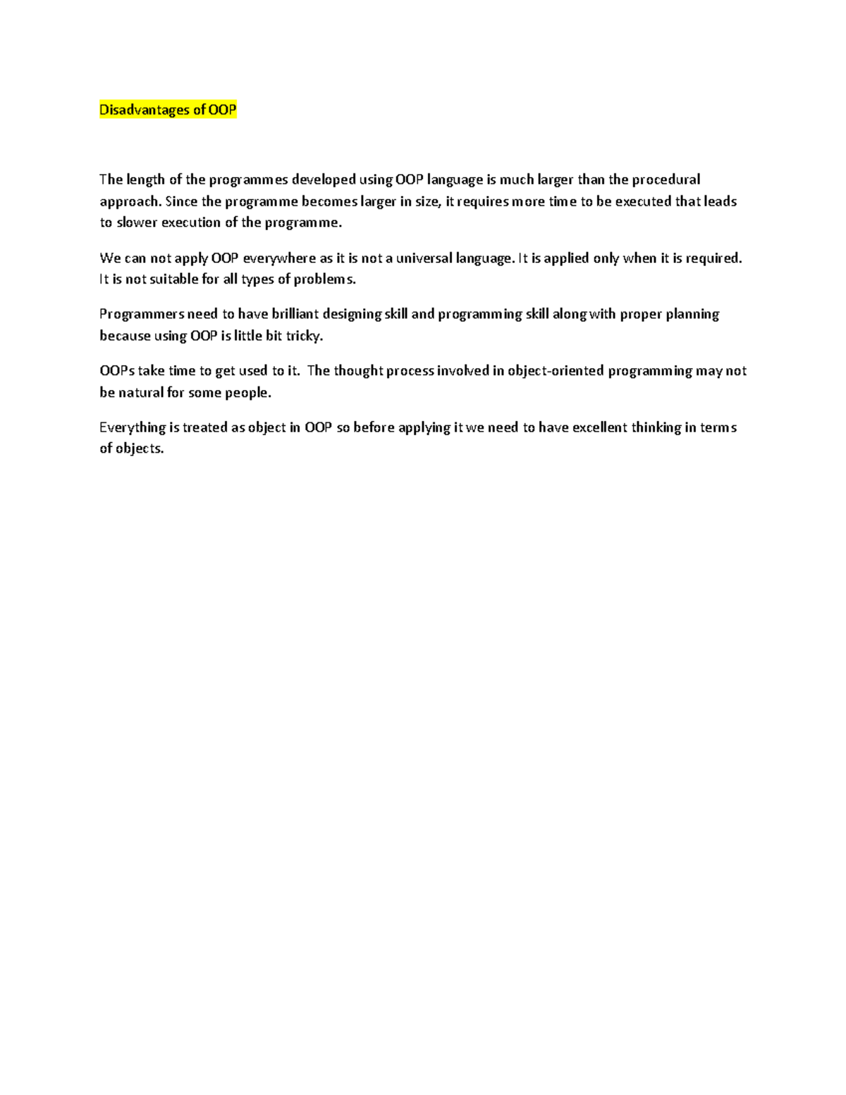 Disadvantages o-WPS Office - Disadvantages of OOP The length of the ...