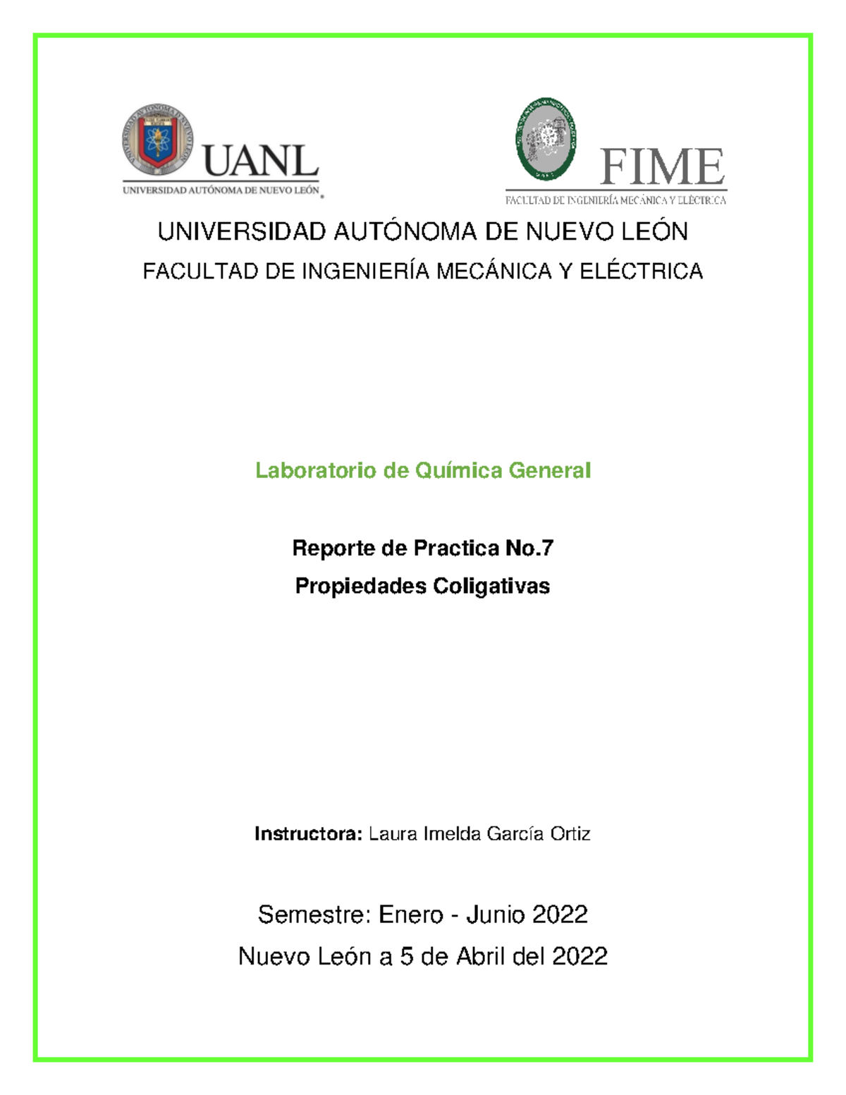 Practica 7 - UNIVERSIDAD AUTÓNOMA DE NUEVO LEÓN FACULTAD DE INGENIERÍA ...