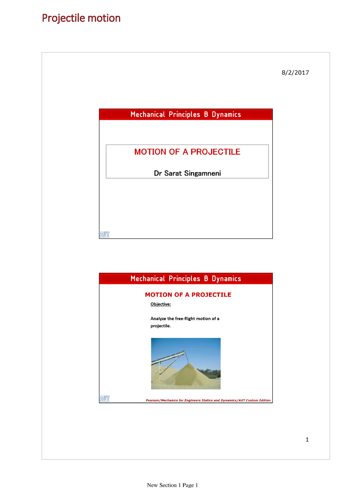 Projectile Motion Solved - Mechanical Principles B - Projectile Motion ...