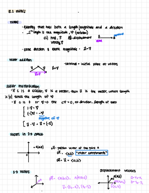 Calculus 3 final exam review guide - Intro to Vectors vectors ' have ...