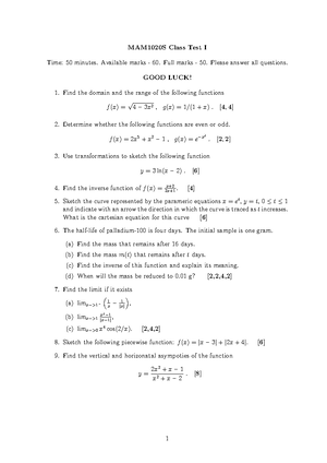 Mam1020f 2022 class test 2 - DEPARTMENT OF MATHEMATICS AND APPLIED ...