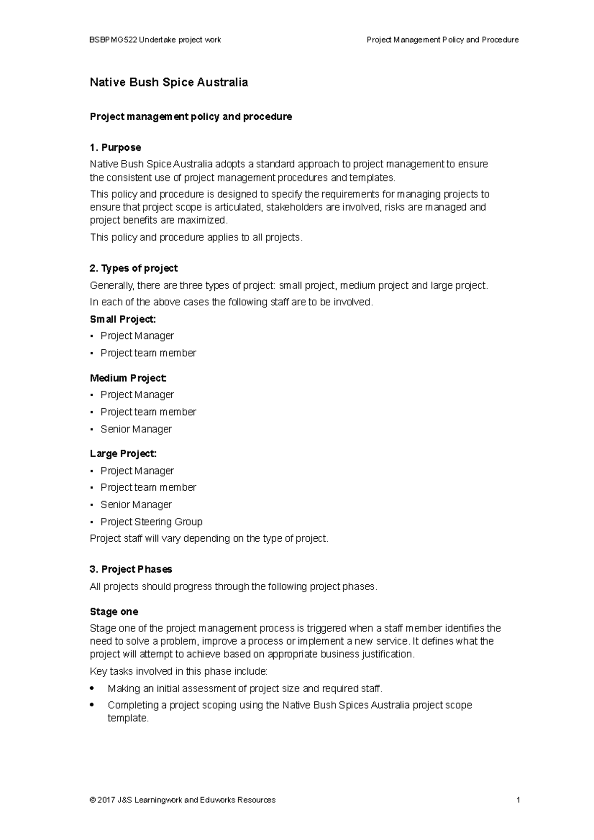 Project Management Policy Document