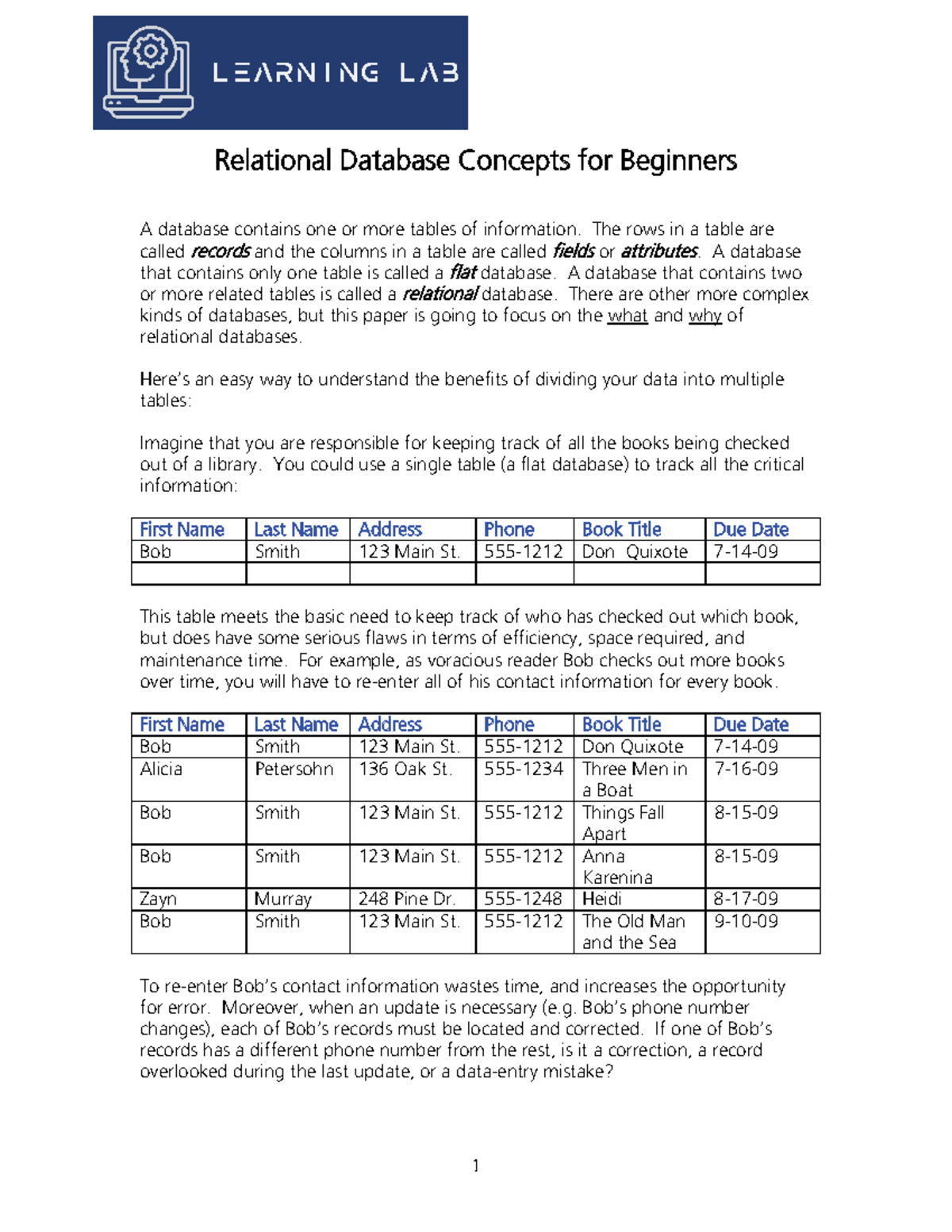 Basics of DB - Relational Database Concepts for Beginners A database ...