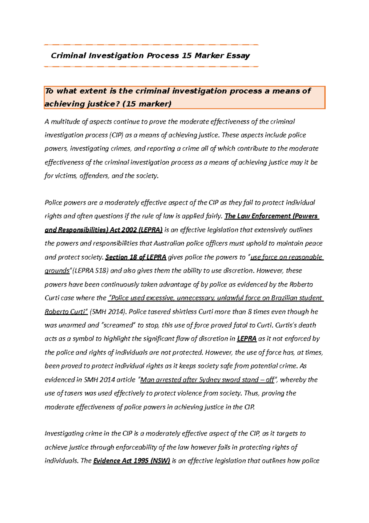 criminal investigation process essay