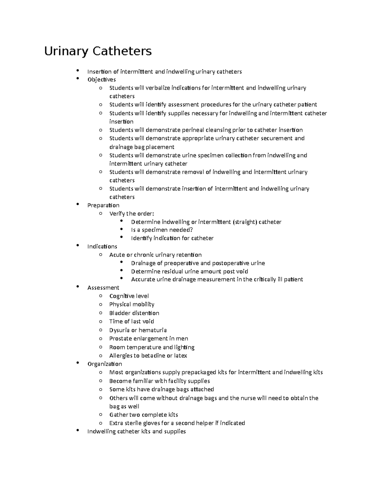 Urinary Catheters Fundamentals of Nursing Urinary Catheters