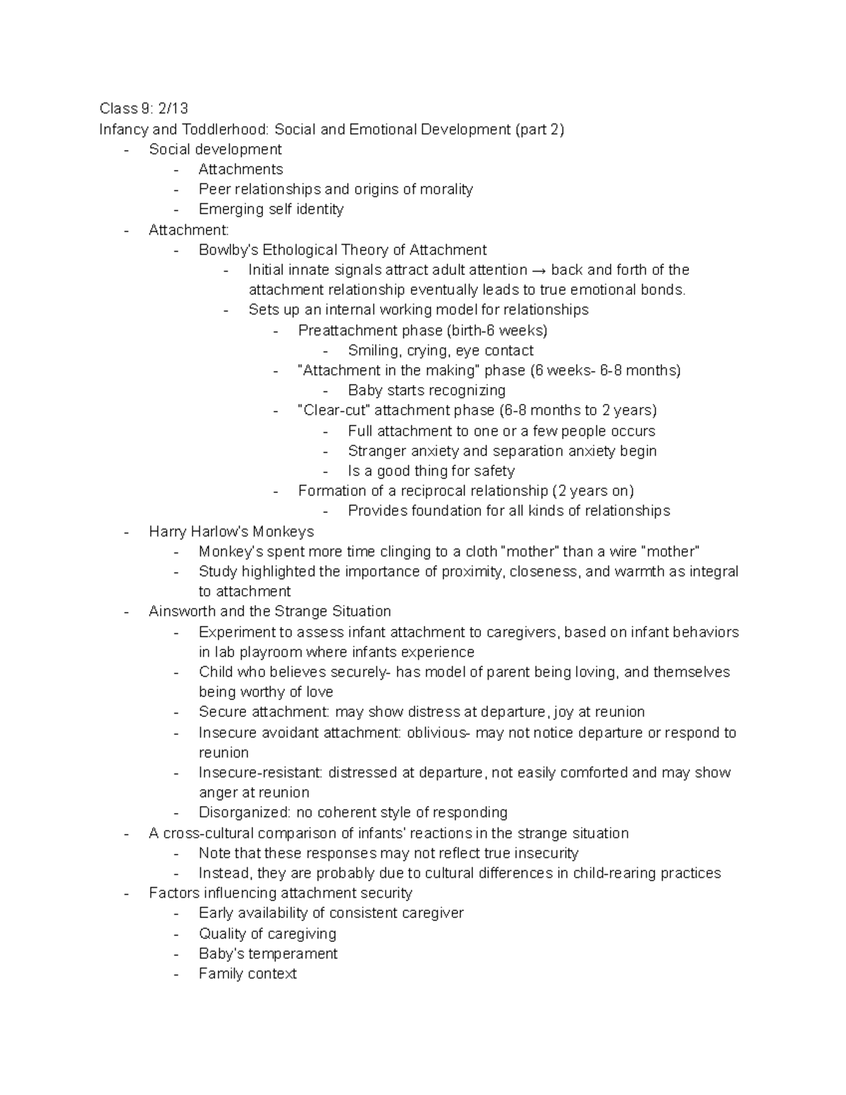 CAD 9 - Cognitive and Social Development - Class 9: 2/ Infancy and ...