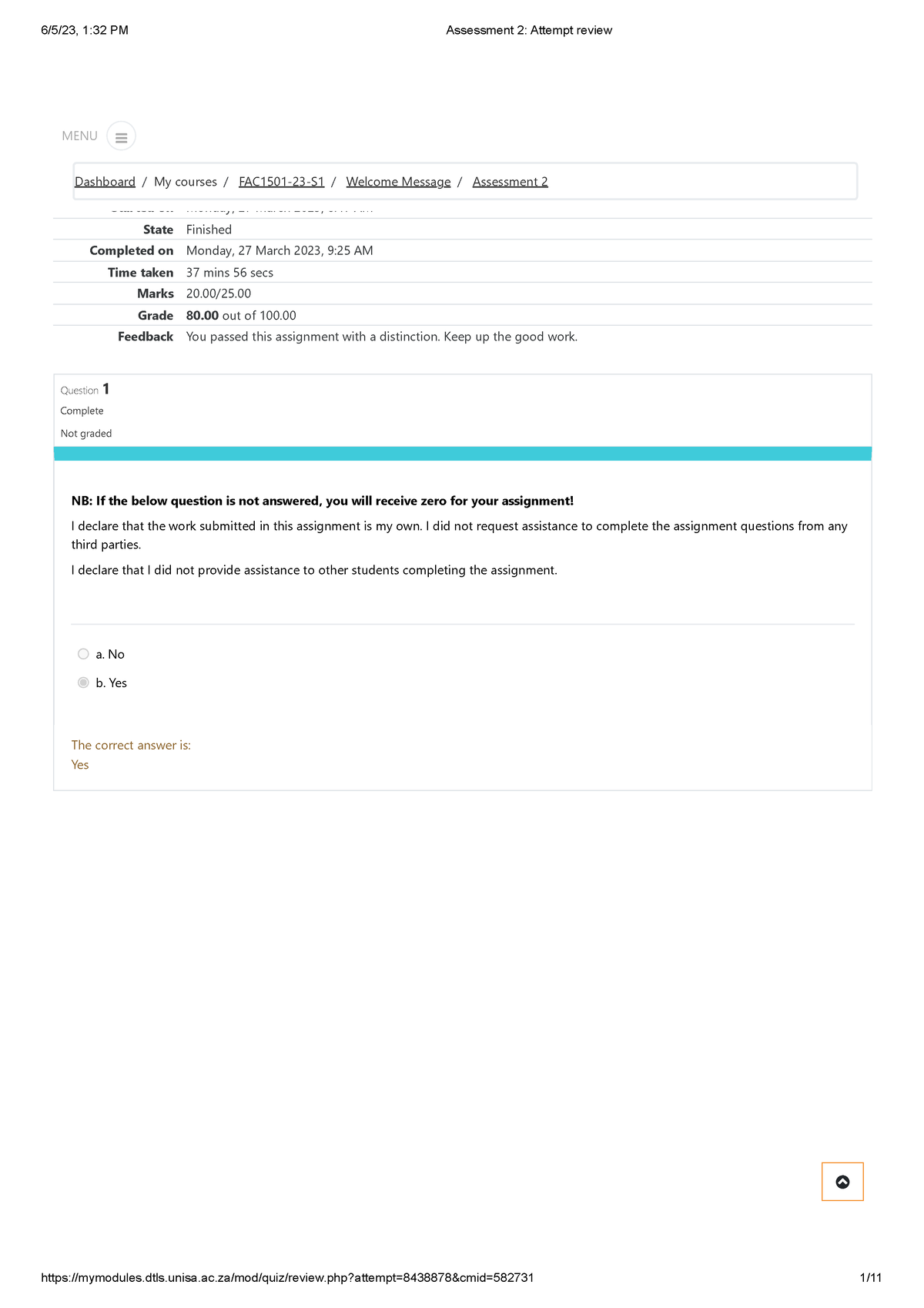 Assessment 2 Attempt review - Started on Monday, 27 March 2023, 8:47 AM ...