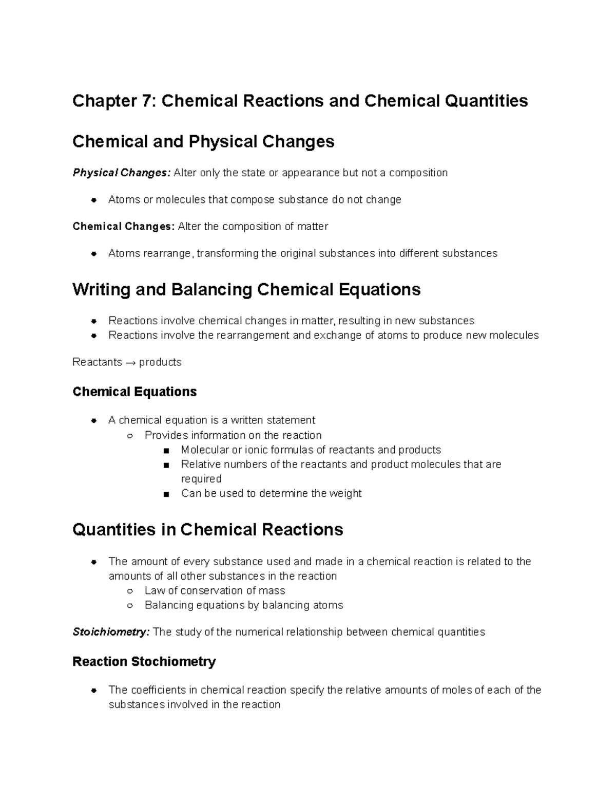 Chapter 7 Chemical Reactions And Chemical Quantities - Chapter 7 ...