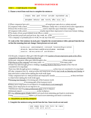 Business Partner B2 Unit Tests Answer Key - Unit 1 LANGUAGE AND SKILLS ...