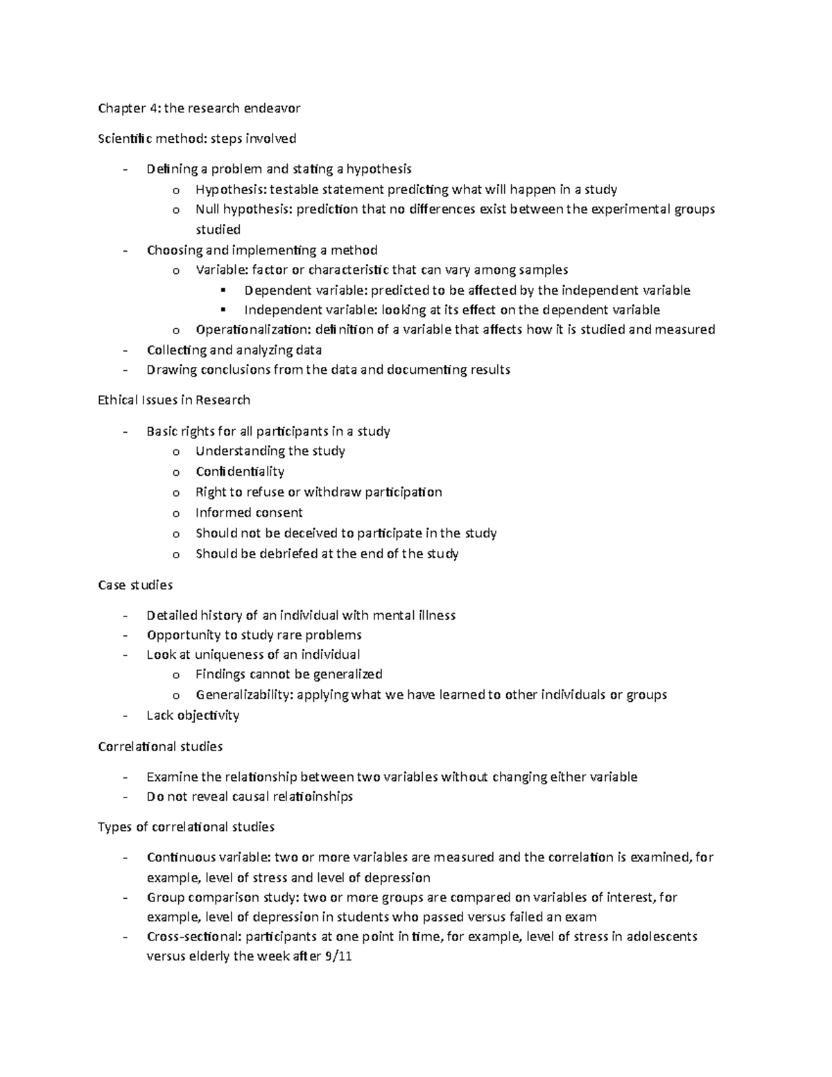 Abnormal Pyschology-Chapter 4 - Chapter 4: the research endeavor ...