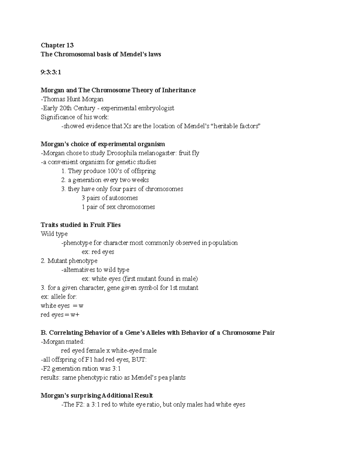 Lecture 13 - Chromosomes - Chapter 13 The Chromosomal basis of Mendel’s ...