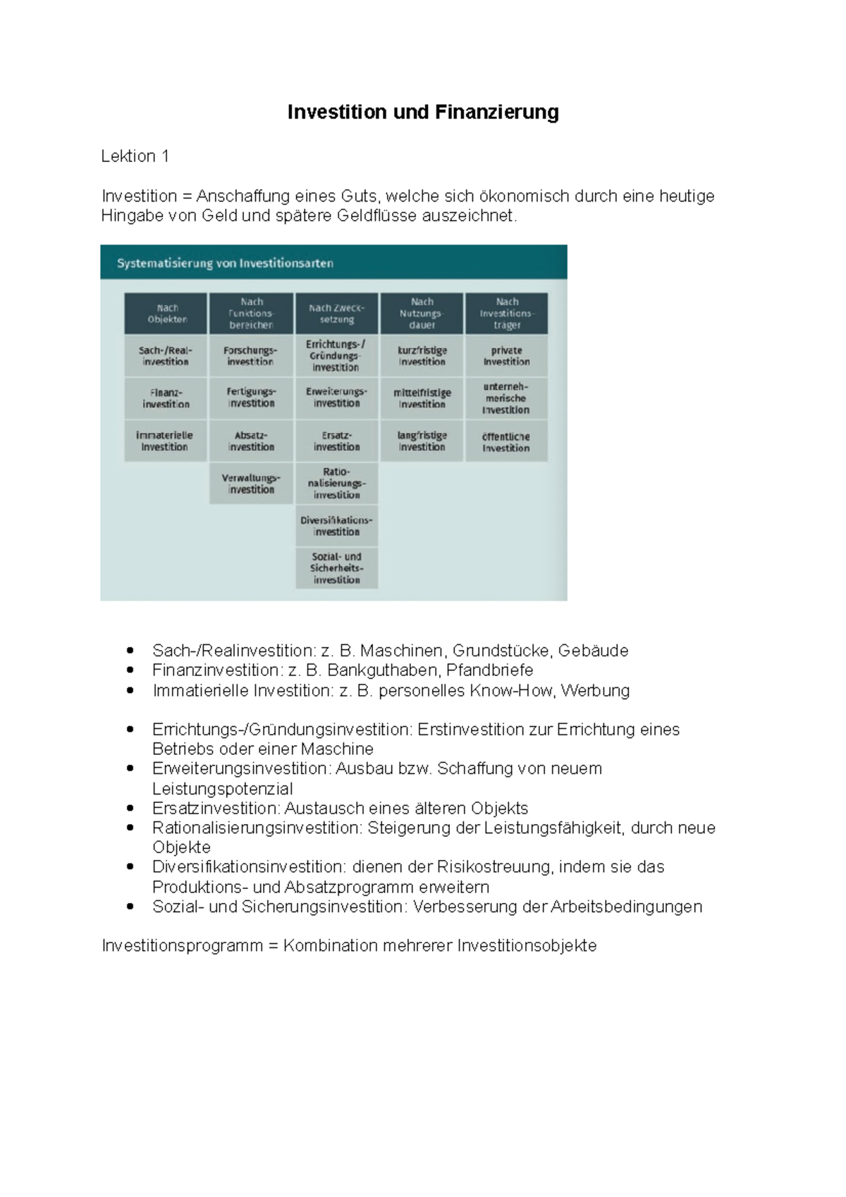 Investition Und Finanzierung - Investition Und Finanzierung Lektion 1 ...