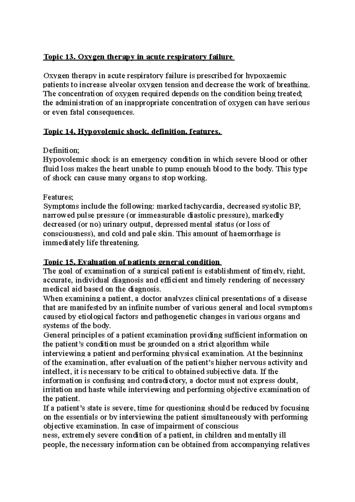 Topic 1318 Oxygen therapy in acute respiratory failure Hypovolemic
