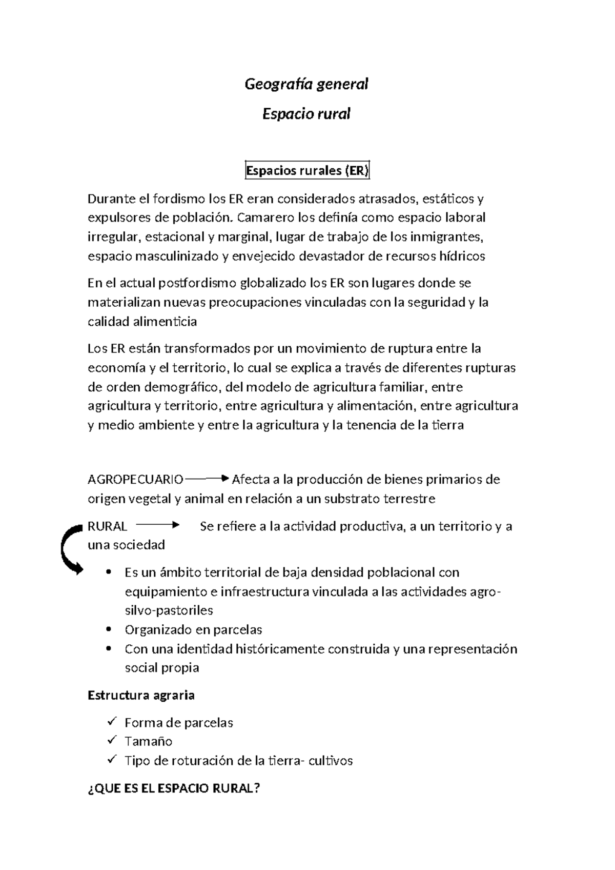 Espacio rural - Resumen Geografia General - Geografía general Espacio ...