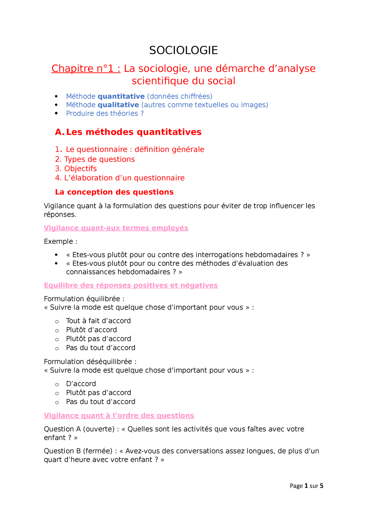 Socio Chap 1 Notes De Cours 1 Sociologie Chapitre N 1 La Sociologie Une Demarche D Analyse Studocu