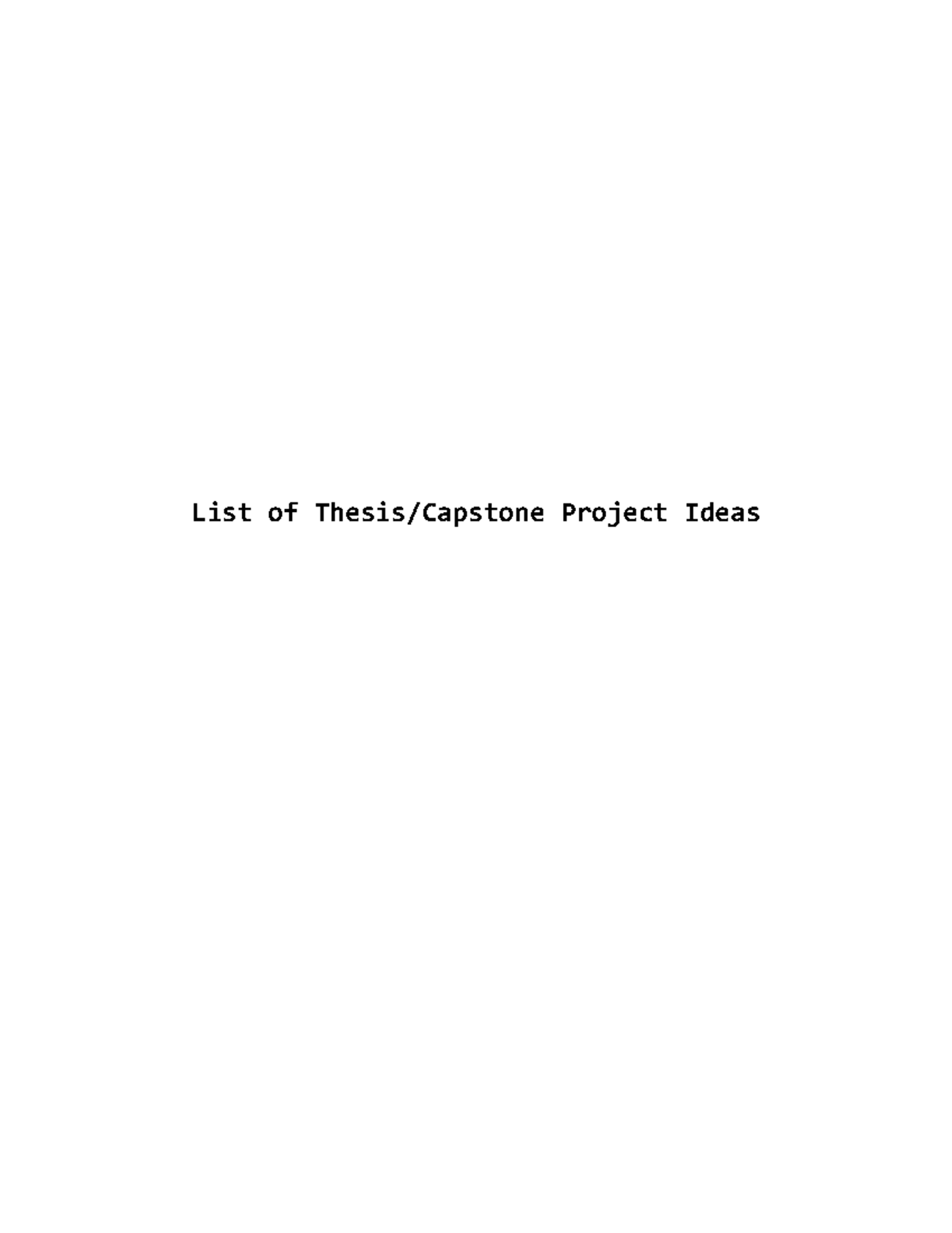 CapstoneProjectIdeas List of Thesis/Capstone Project Ideas Kinect