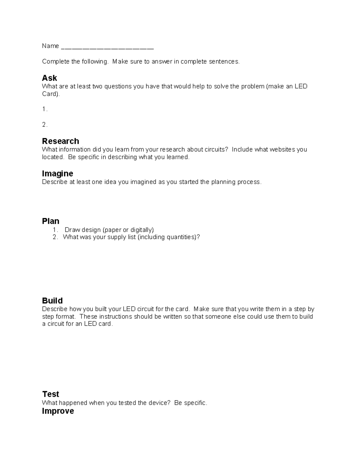 Circuit Card assignment - Name __________________________ Complete the ...