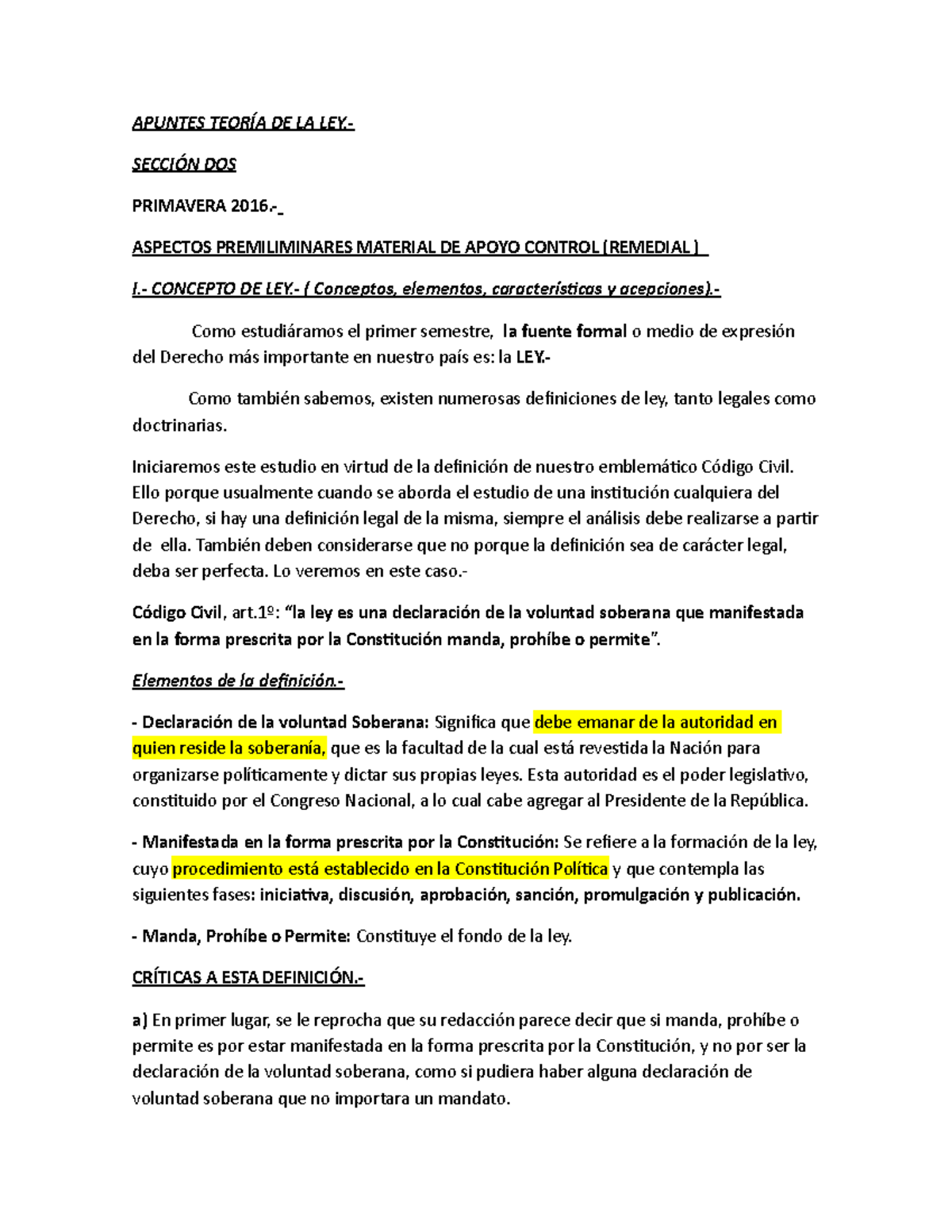 Separata I Teoría DE LA LEY - APUNTES TEORÍA DE LA LEY.- SECCIÓN DOS ...