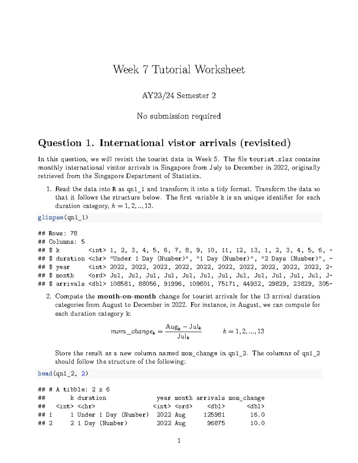 Tutorial Worksheet Wk7 - Week 7 Tutorial Worksheet AY23/24 Semester 2 ...