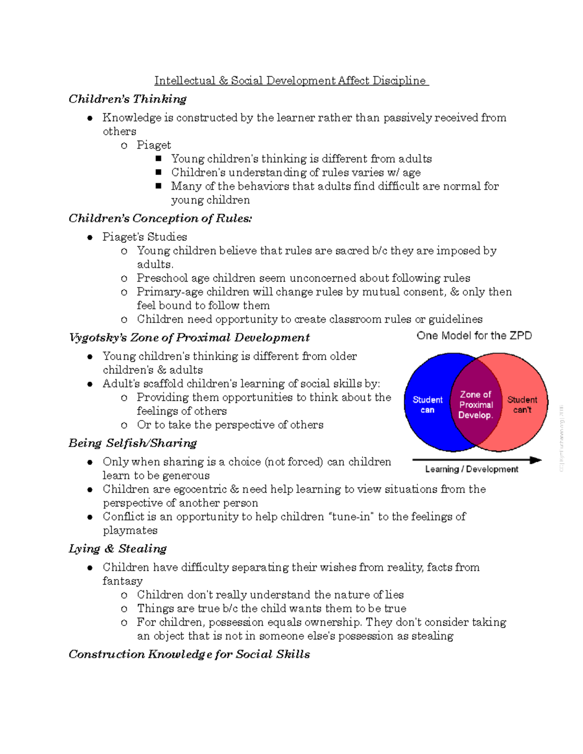 Chapter 3 Notes - Intellectual Social Development Affect Discipline ...